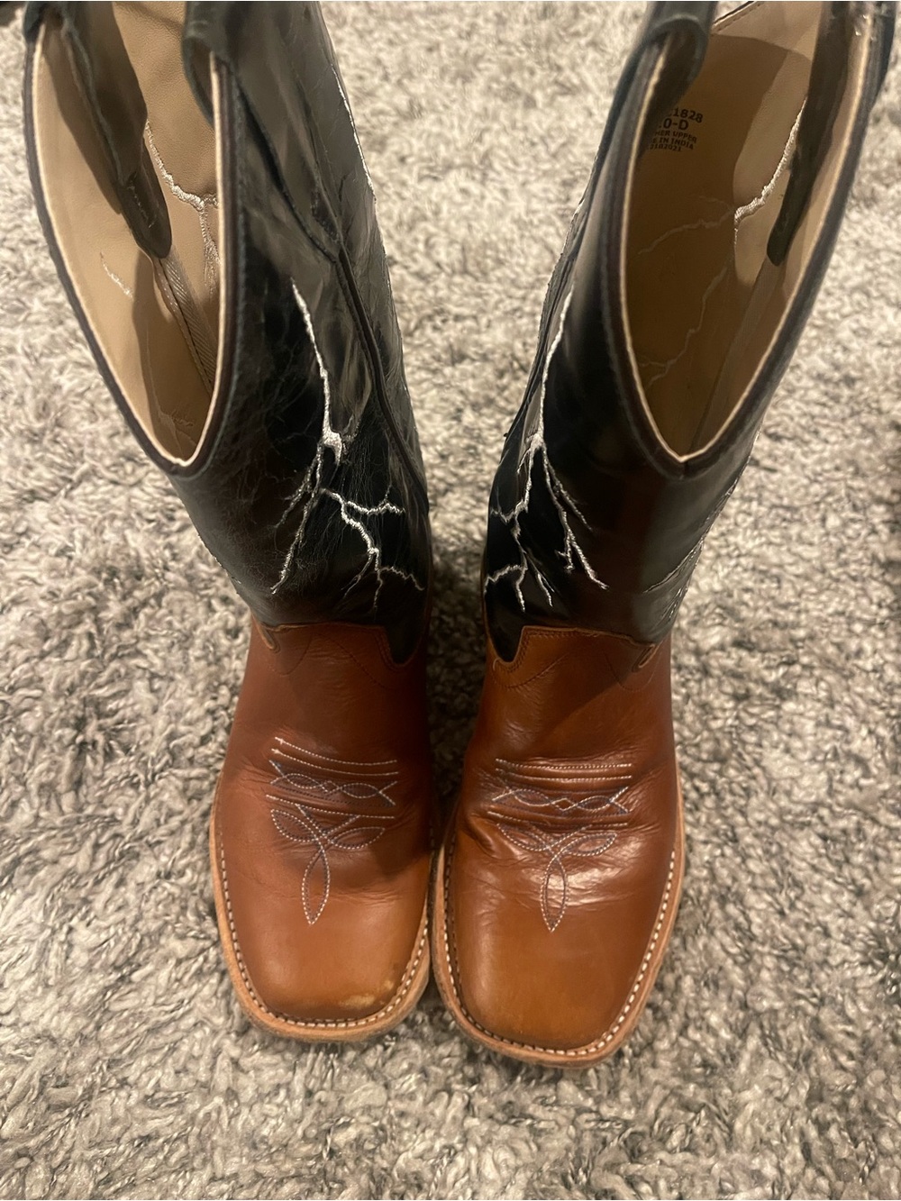 Boy’s Leather Brown Foot with Black Shaft Western Boots